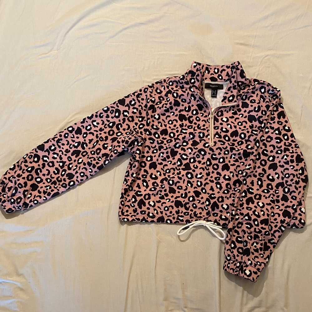 Forever 21 Cropped Cheetah Windbreaker